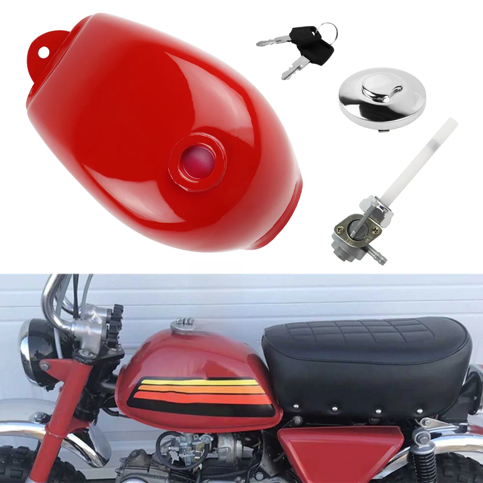 AliExpress FLYPIG Fuel Gas Tank Petrol Tank with Cap, Key & Petcock Fuel Tank for Honda Mini Trail Z50 Z50J Z50R Clone Monkey Bike Dirt Bike