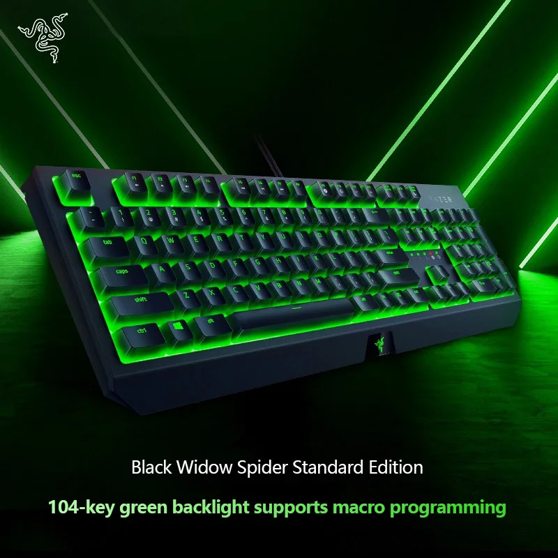 

Razer Black Widow Spider Standard Edition 104 Key Pikachu E-sports Texture Computer Games Wired Green Light Mechanical Keyboard