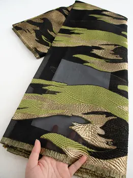 尼日利亞錦緞蕾絲布料 非洲提花法式鍍金蕾絲晚禮服 高品質 女式縫紉 5碼 4561 8 最佳銷售 尼日利亞錦緞布料 - №2