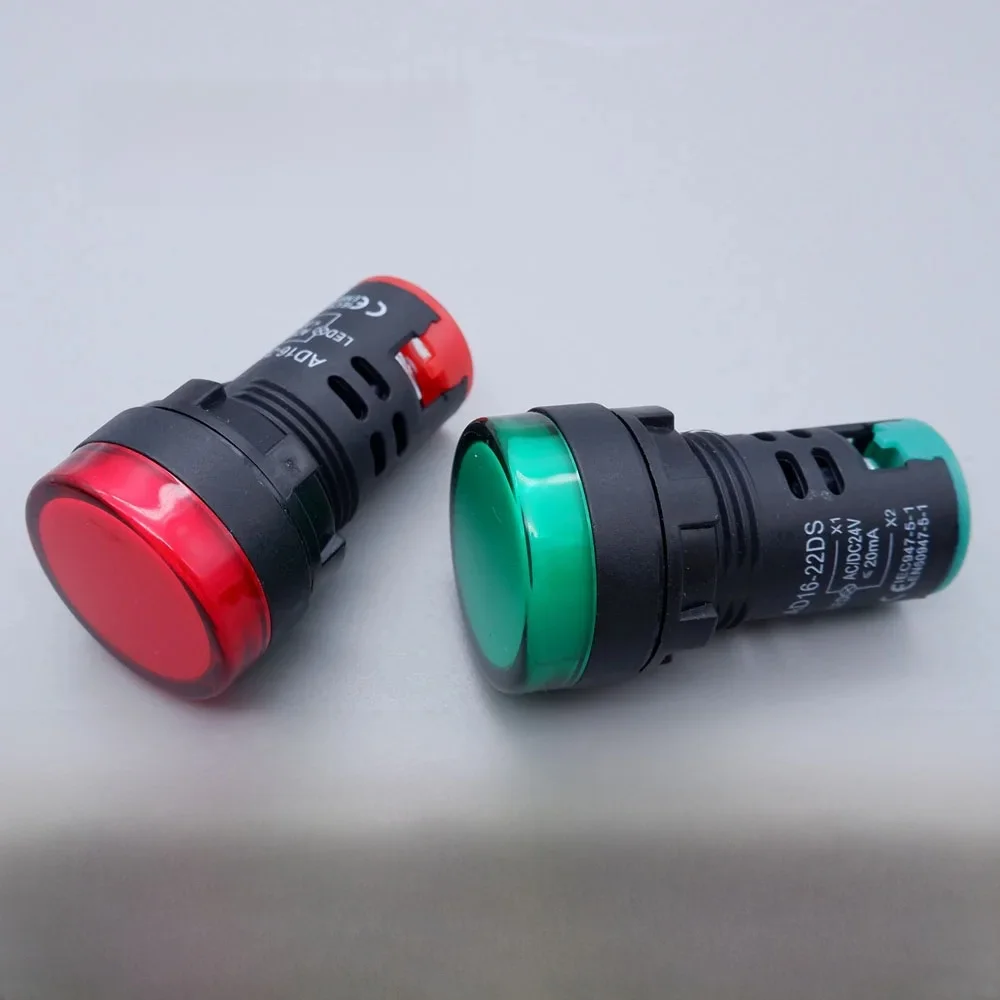 1 pièces 22MM montage sur panneau en plastique Signal pilote lampe indicateur d'alimentation LED 12V 24V 220V AD16-22DS bleu vert rouge blanc jaune