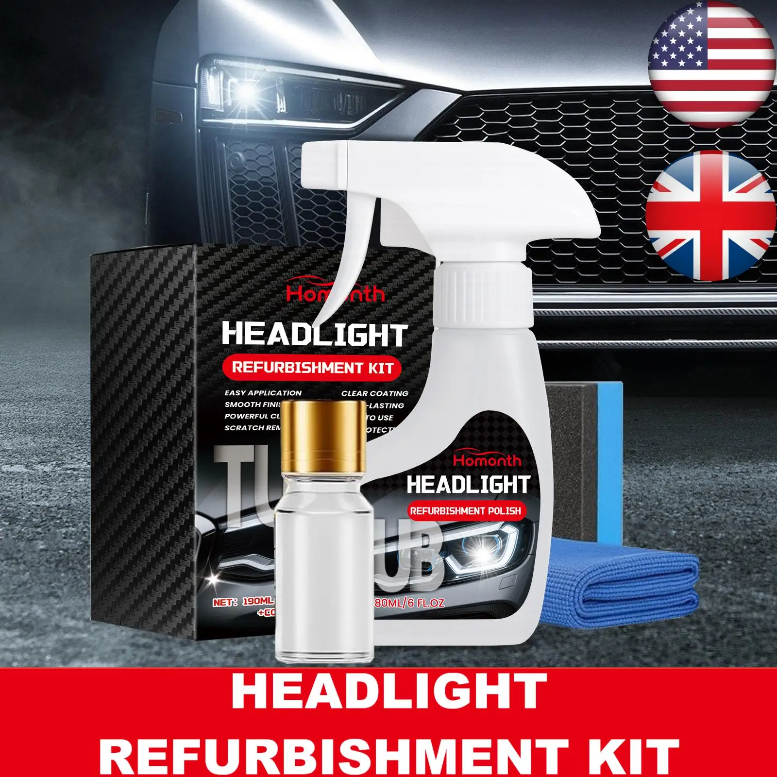 

Homonth 1 комплект, комплект для ухода за автомобильными фарми, ремонт фар, полировка, очистка, окисление, комплект агентов для ухода за автомобильными фарами