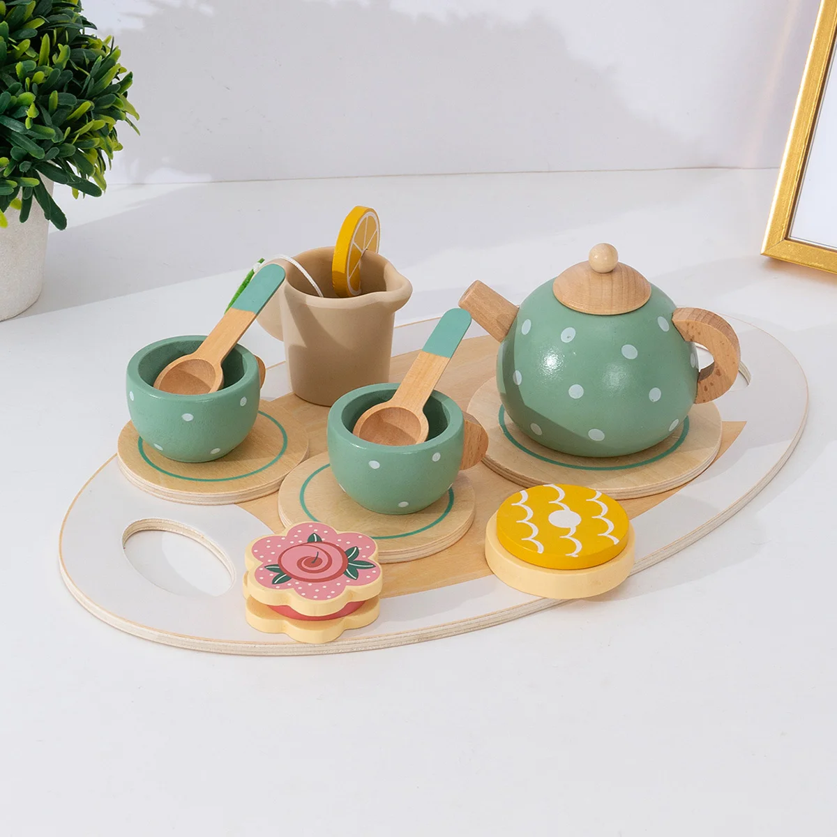 

Afternoon tea dessert simulation teapot tableware set is conducive to improving the baby's social communication ability