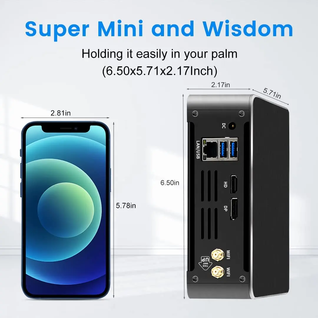 Partaker Mini PC Intel Core i7-10850H Windows 11 Linux DDR4 Gigabit Ethernet 300M WiFi DP HD-MI 4K Computer HTPC NUC