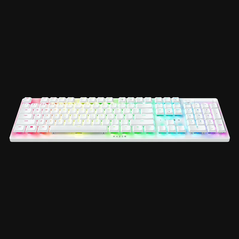 Razer DeathStalker V2 Pro White - Clicky przełącznik optyczny-bezprzewodowy niski profil RGB optyczne klawiatura do gier 40-godzin pracy na baterii