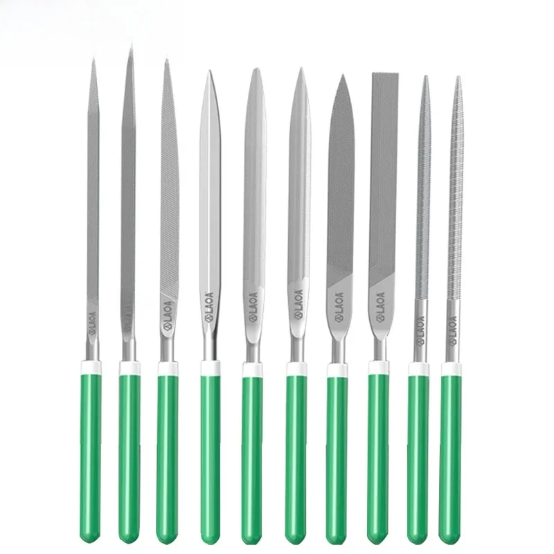 LAOA 10pcs File sets Metal grinding Flat File Round Square Hand Sanding Tool 5*180mm