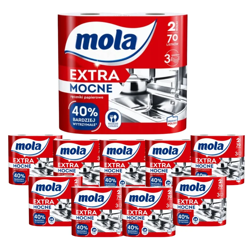 Papier handtücher Mola extra stark (2 Rollen) x 10 Stück