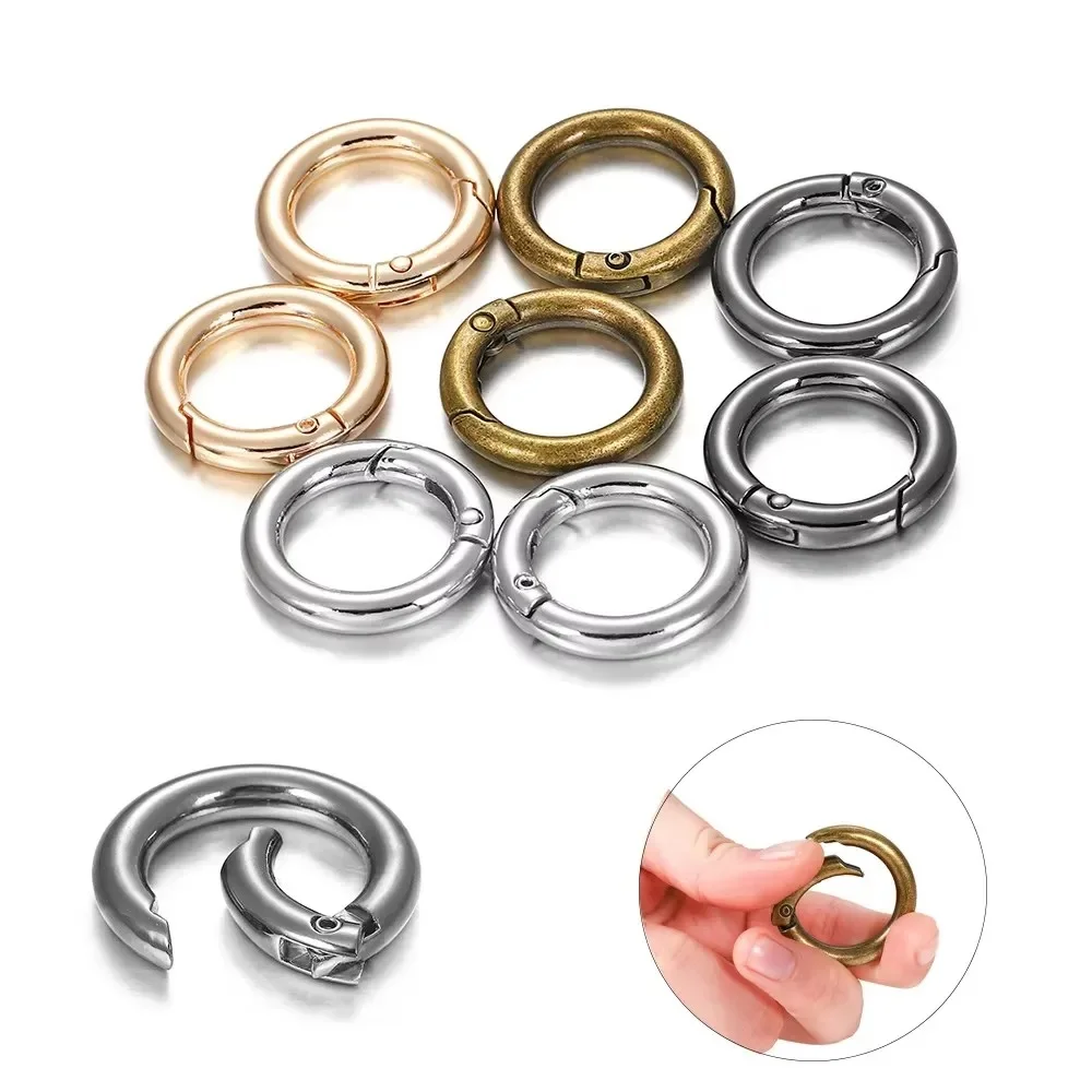 5 Teile/los Metall O Ring Frühling Verschlüsse Öffnende Runde Karabiner Schlüsselbund Tasche Clips Haken Hund Kette Schnallen Stecker Für DIY schmuck