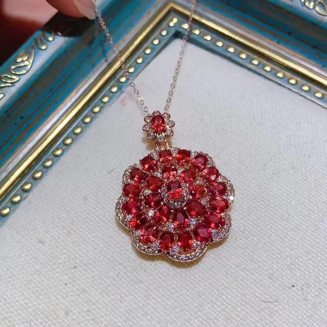 KJJEAXCMY Fine jewelr Women's Red Sapphir Pendant Natural S925 Silver Girlfriend Birthday Party Christmas Halloween Wedding Gift