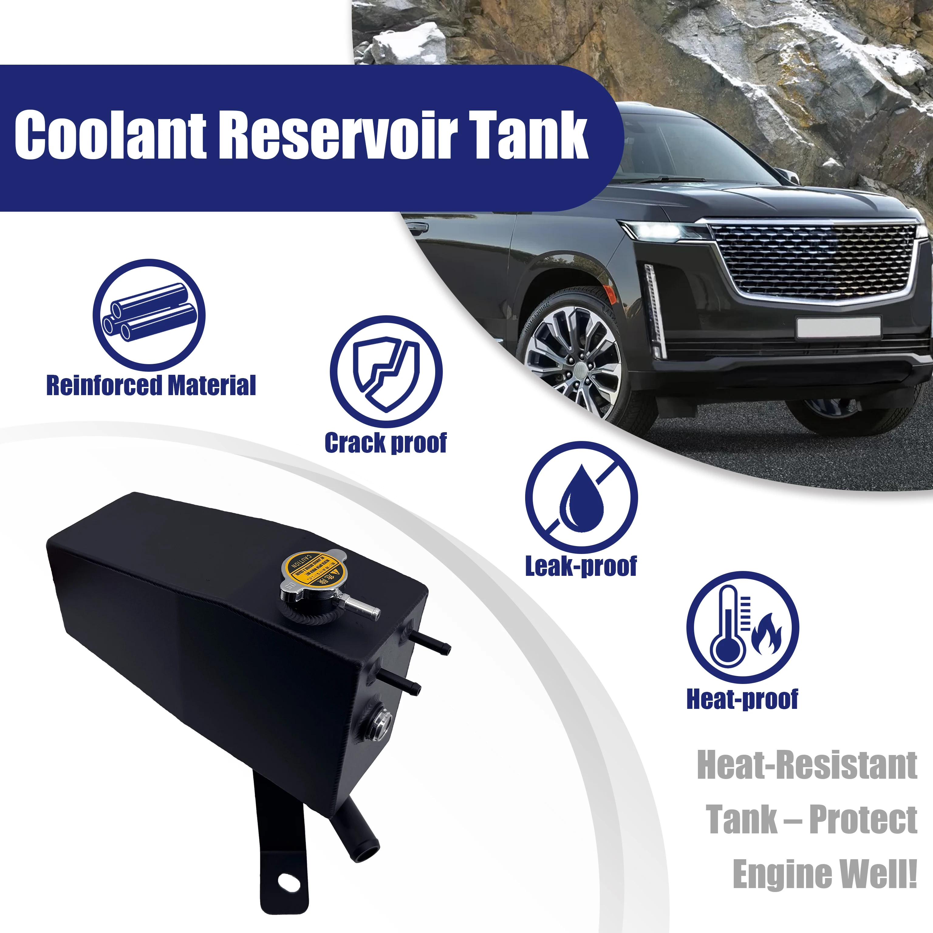 603-973 Aluminum Coolant Reservoir Tank with Cap for Chevy Silverado GMC Sierra Tahoe Yukon Suburban Escalade 2014-2020 22856231