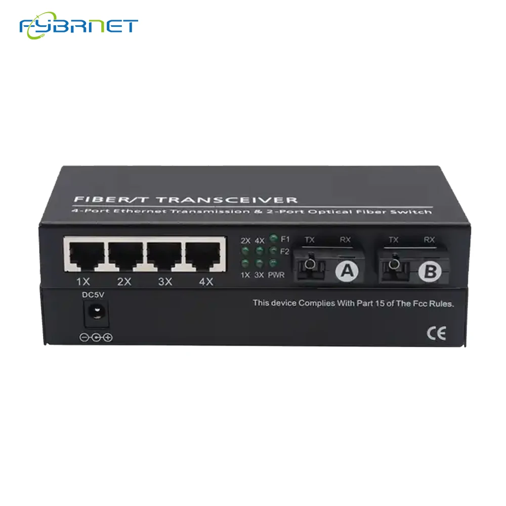 1 Pcs Gigabit Ethernet fiber switch SC Singlemode 20KM 2 SC fiber 4 RJ45 port 10/100/1000M Gigabit Fiber Optical Media converter