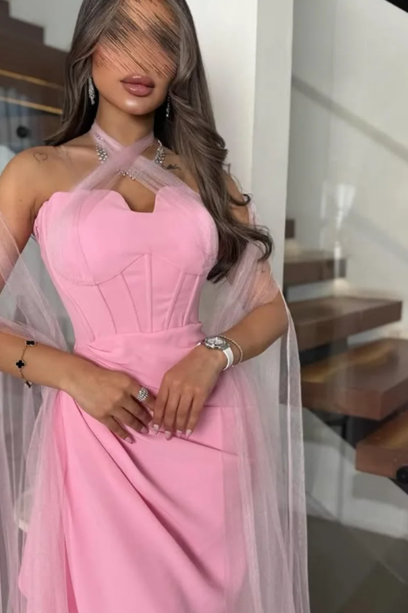 Jessica Special Occasions Evening Dresses Tulle Shawl Prom Dresses Pink Lady Mermaid Customized