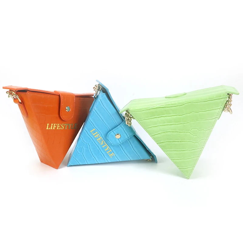 

Luxury Design Women Bags Triangle PU Leather Handbag Small Capacity Shoulder Bag Crossbody Bag Chain Strap Tote Bag