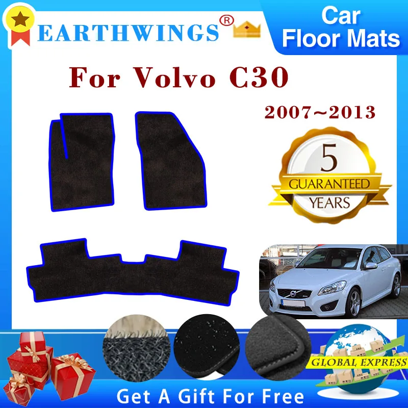 Car Floor Mats For Volvo C30 2007~2013 2019 2010 2011 2012 Rugs Panel Footpads Carpet Cover Cape Foot Pads Stickers Accessories