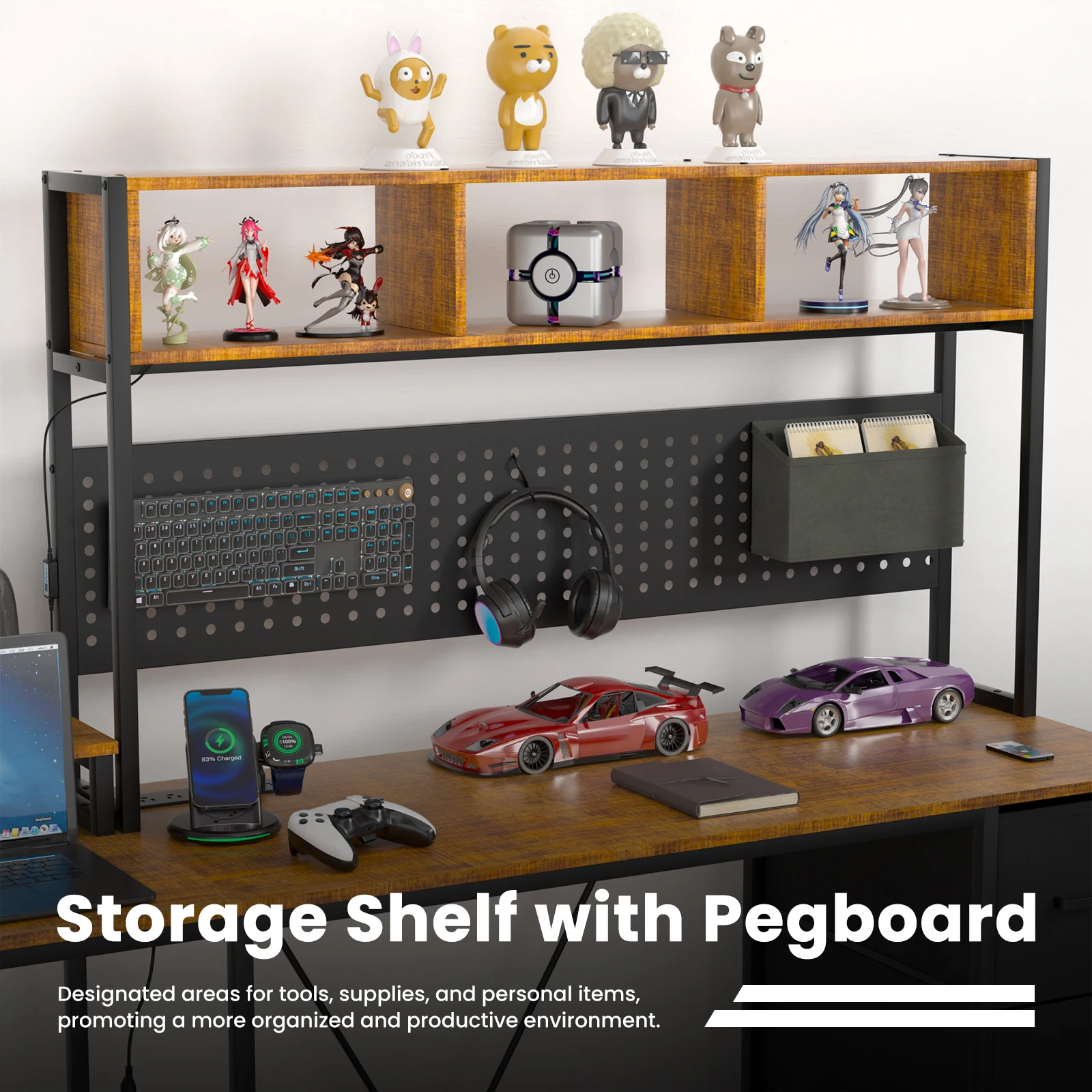 67 "l-förmiger Spieltisch, Computer tisch mit Steckdose-braun