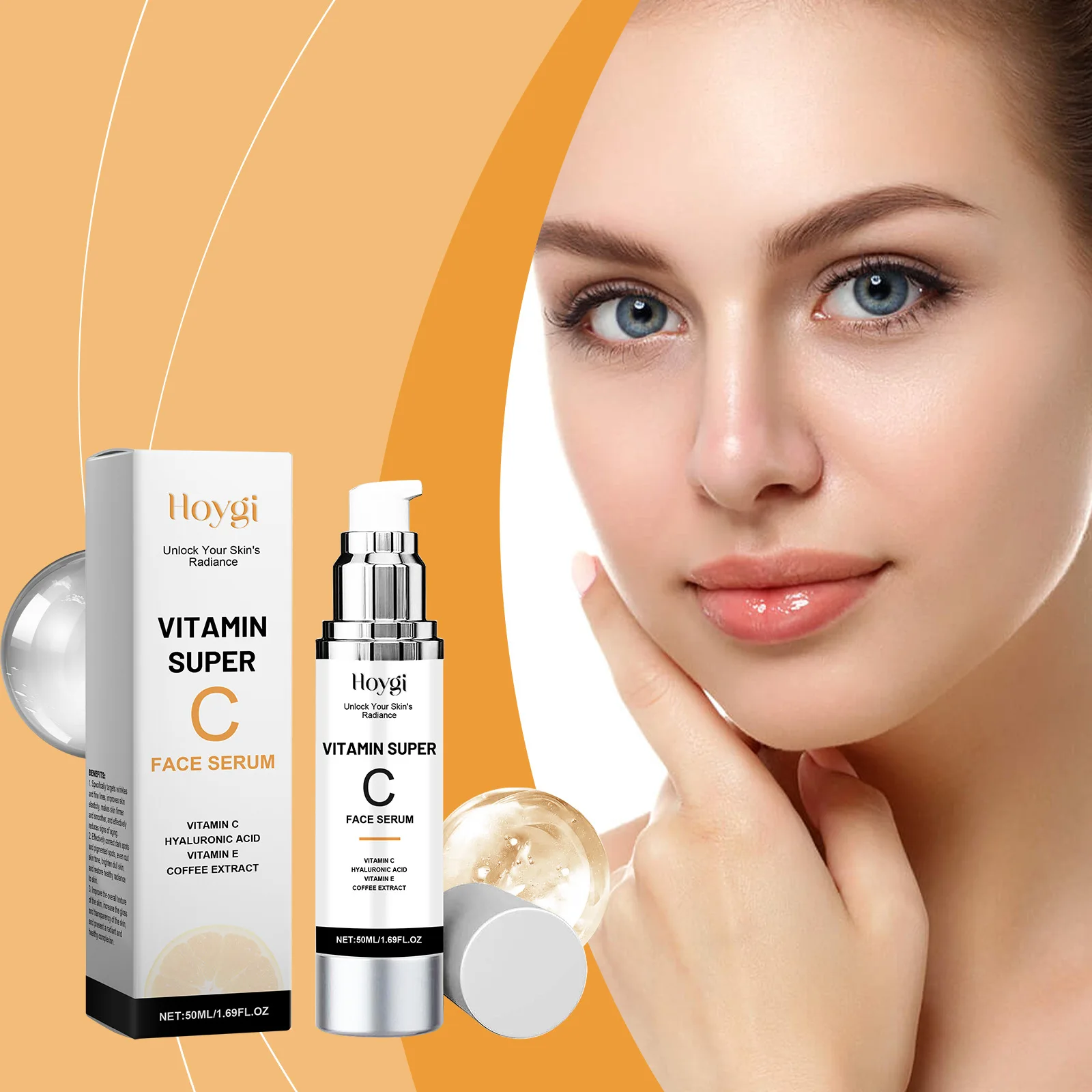 Hoygi 50ml Vitamin C Repair Face Serum Firming Relieve Redness Shrink Pores Lifting Brightening Face Moisturizing Facial Serum