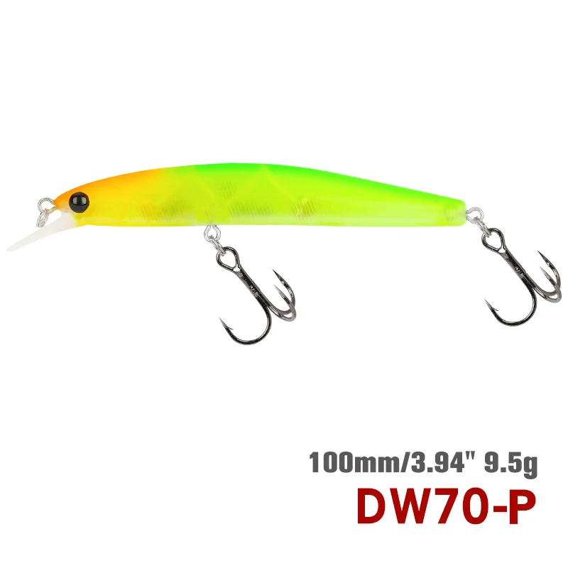 TSURINOYA Suspending Minnow Neue Angeln Köder DW70 100SP 9,5g Künstliche Köder Swimbait Wobbler Harter Köder Hecht Bass Crankbait