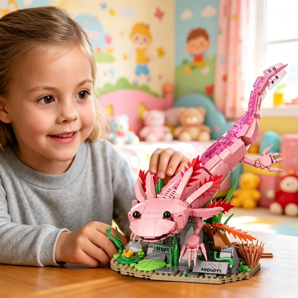

998PCS Mexican style cute pet Creative Pet Building Blocks home decoration Aquatic Amphibian Salamander Bricks Toy Gift Adults