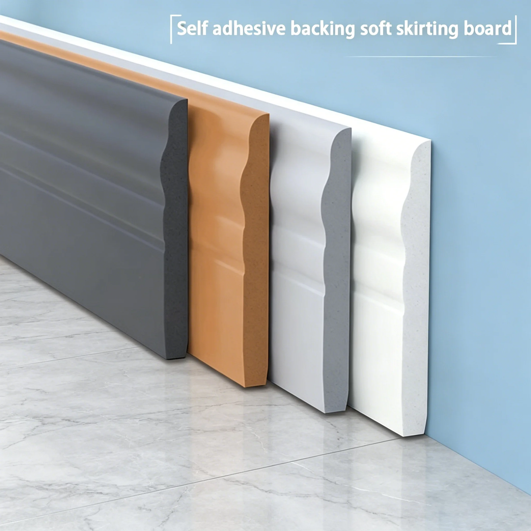 [Modern Home Decoration] 5-Meter Self-Adhesive NBR Skirting Board Decoration, Available In Multiple Colors.