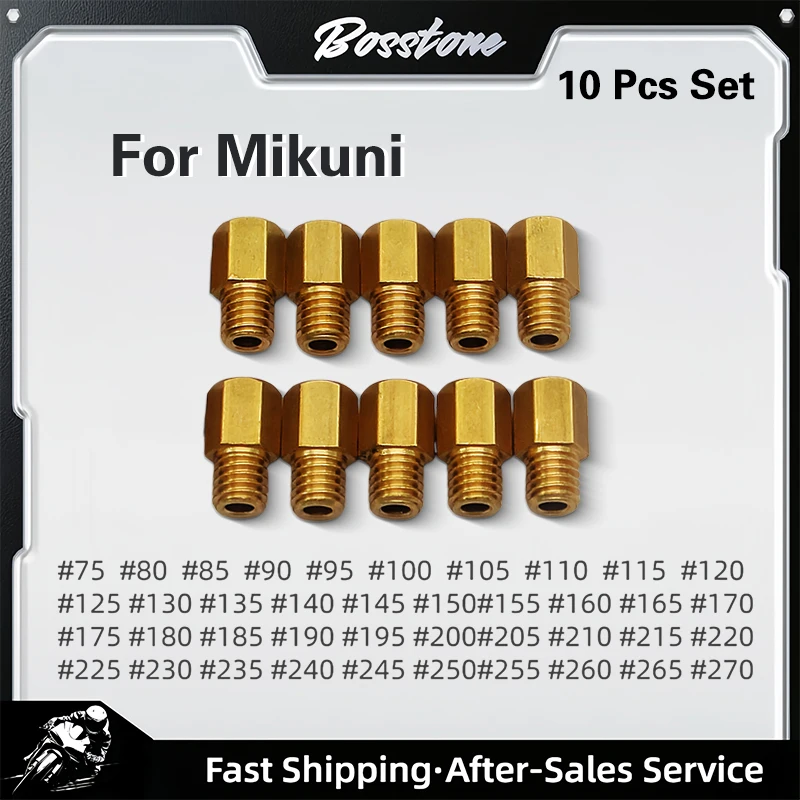 Juego de 10 inyectores de gasolina para motocicleta y scooter, para carburador Mikuni VM TM TMX 250 260 270 280 290 75 # -270 #