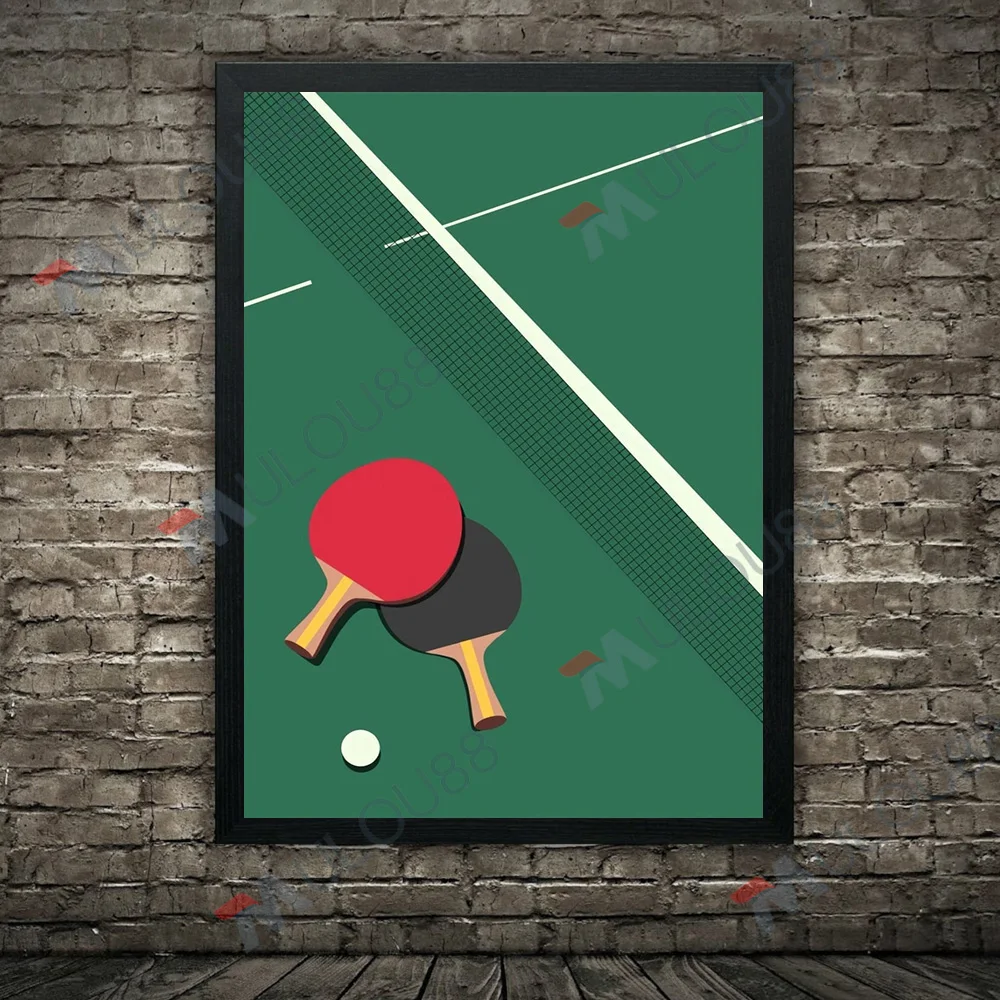فن حائط تنس الطاولة في أضيق الحدود ، لوحة قماشية ، فن تحفيزي لتنس الطاولة ، ملصق وطباعة ، ديكور منزلي ، بدون إطار