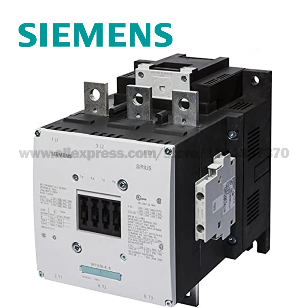 قواطع SIEMENS SIRIUS 3RT 220-240 فولت تيار متردد/تيار مستمر تيار متردد 110 كيلو وات 400 فولت تيار متردد (50-60 هرتز) اتصالات مساعدة تيار مستمر 2NO + 2NC 3 أقطاب 3RT5064-6AP36