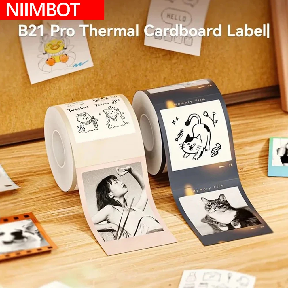 (Photo Printing Paper) Niimbot Thermal Photo Cardboard Paper for B21 Pro Printer Printing Adhesive Sticker Photo Paper Label