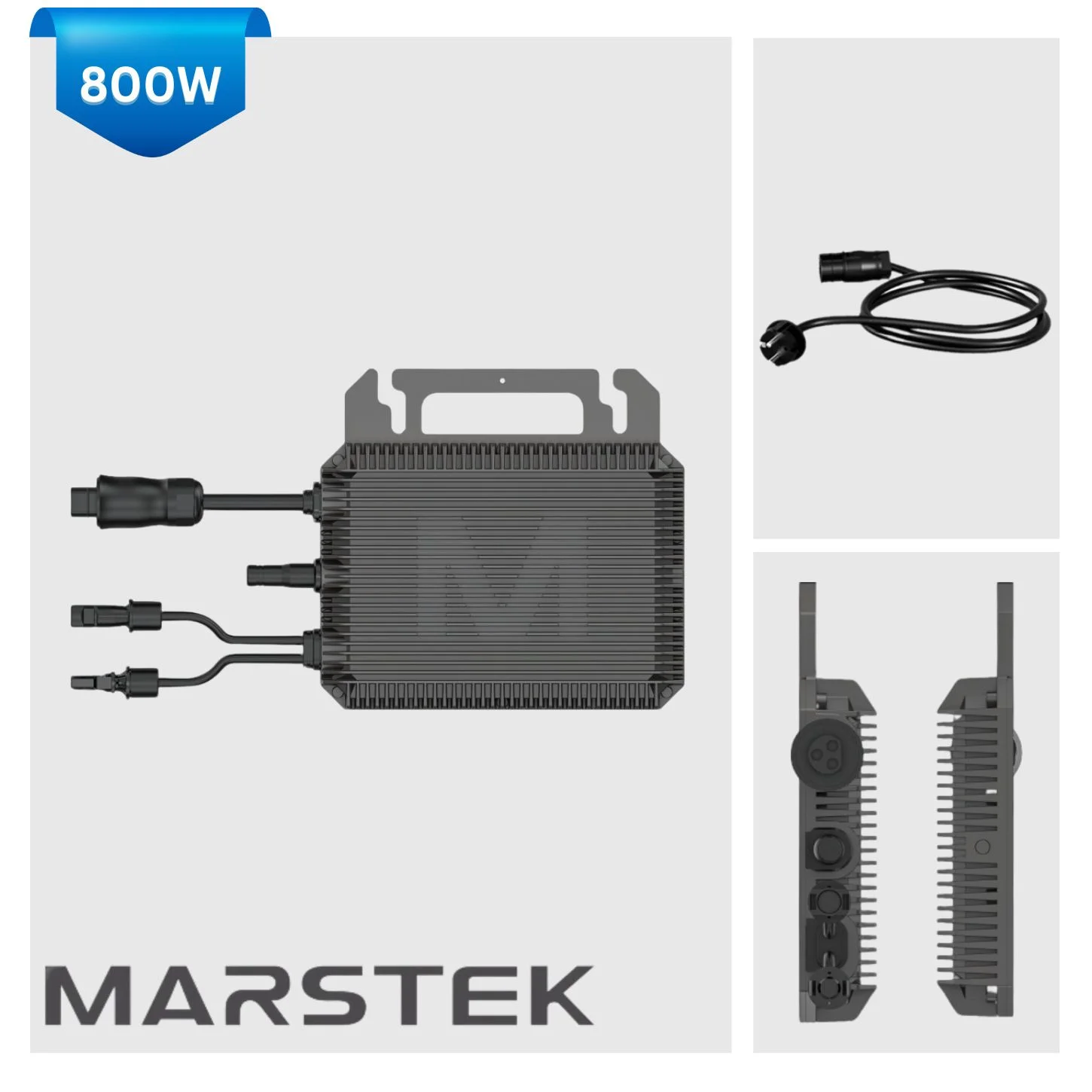 Marstek M2-800 Mikro-Wechselrichter 800W, 2 MPPT, bis zu 540W PV-Eingangsleistung pro MPPT, integriertes WiFi, auf 600W drosselbar, inkl. 3 m AC-Kabel, IP67 (0 % MwSt. nur für Privatkunden)