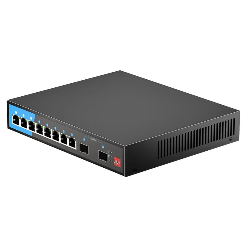 KeepLiNK 10-Port Gigabit Switch with 8-PoE Ports and 2-SFP Uplink Unmanaged Plug and Play