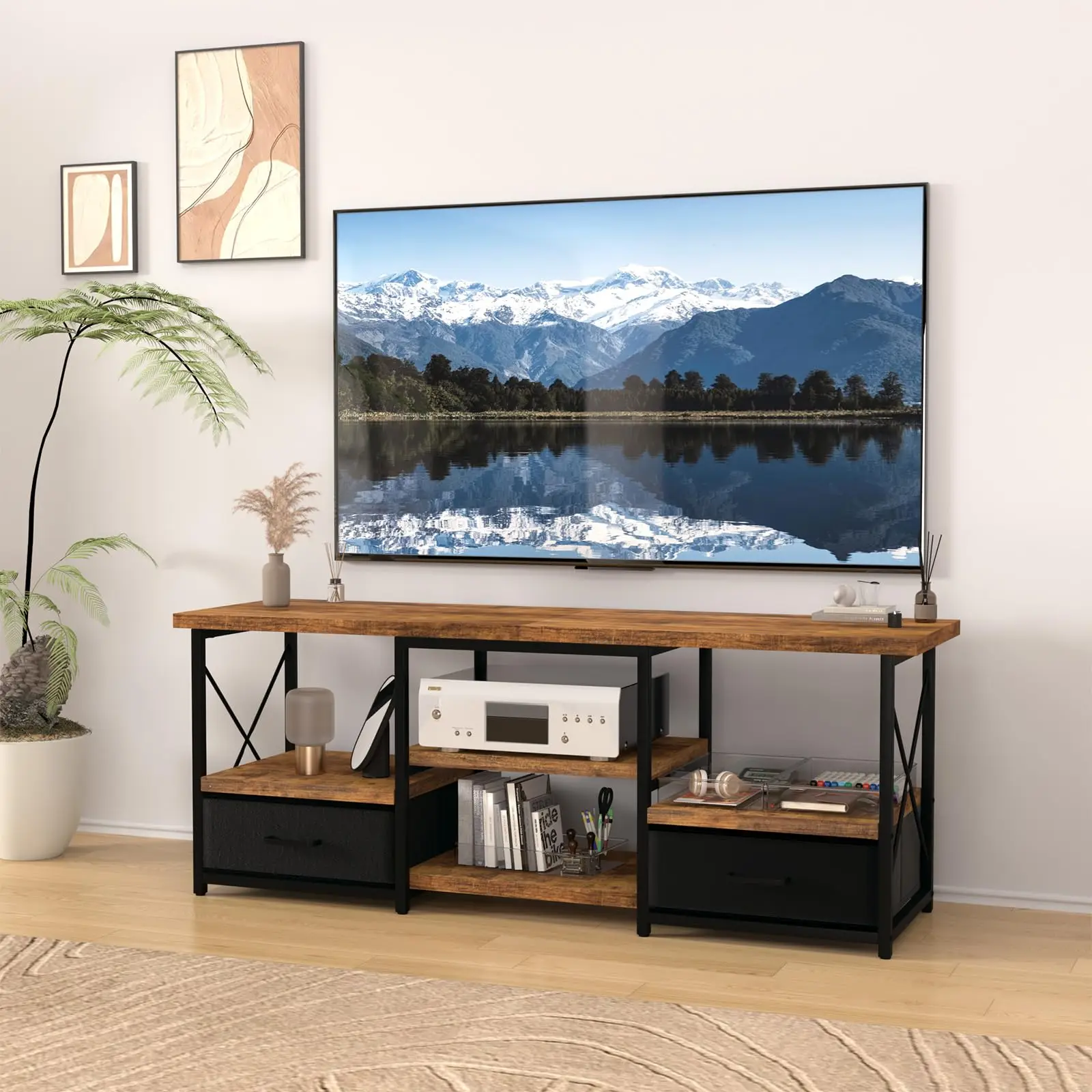 

55 "TV Stand with ящики из ткани-Brown