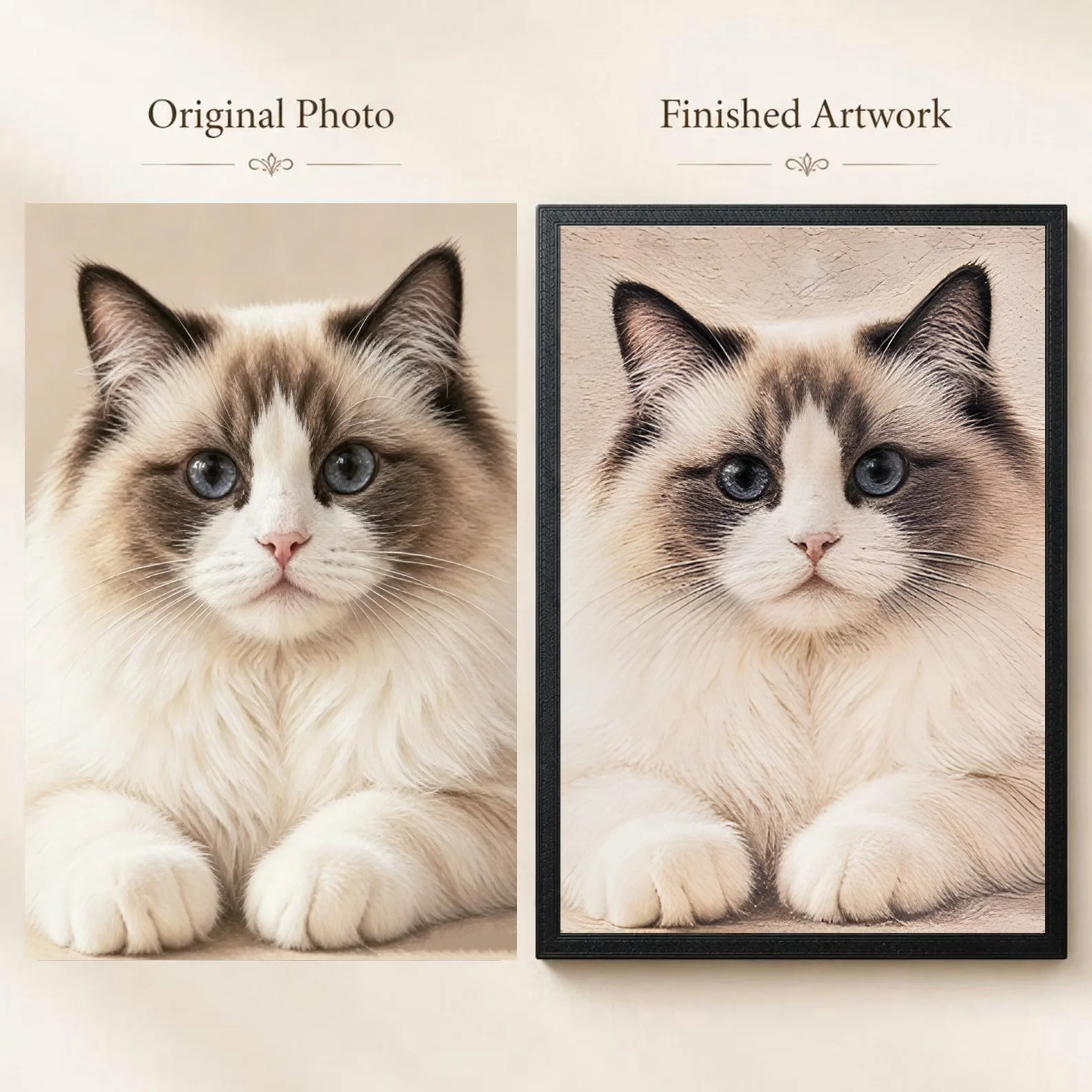 Pet Portrait Custom - Retrato de gato personalizado en lienzo