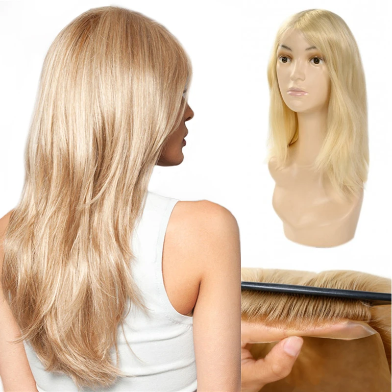 Raw Virgin Human Hair Wig Straight Hairpieces for Women Human Hair Women System Long Hair Wig Injected Poly Skin Women Toupee