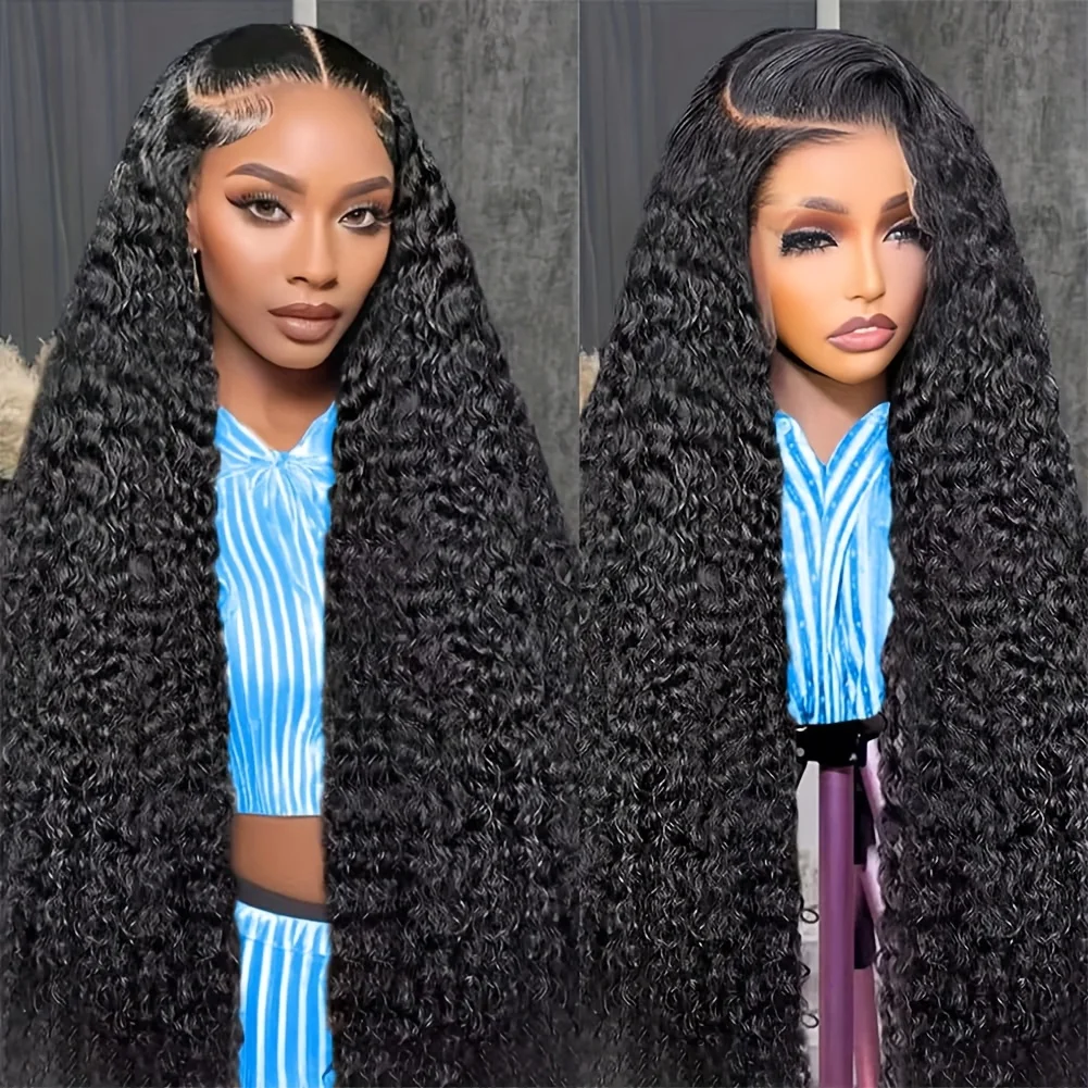 

13x4 lace front deep wave wig for women -180% density human hair 30 40 Inches Curly HD Transparent 13x6 Lace Frontal Wigs