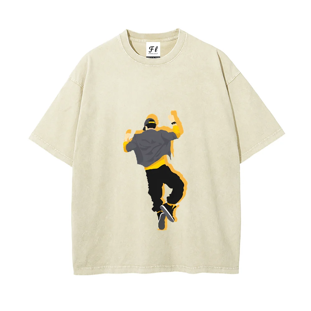 

Летняя повседневная свободная футболка с короткими рукавами, динамическая танцевальная фигура, модная уличная одежда - вдохновленная футболка для Energetic Lo