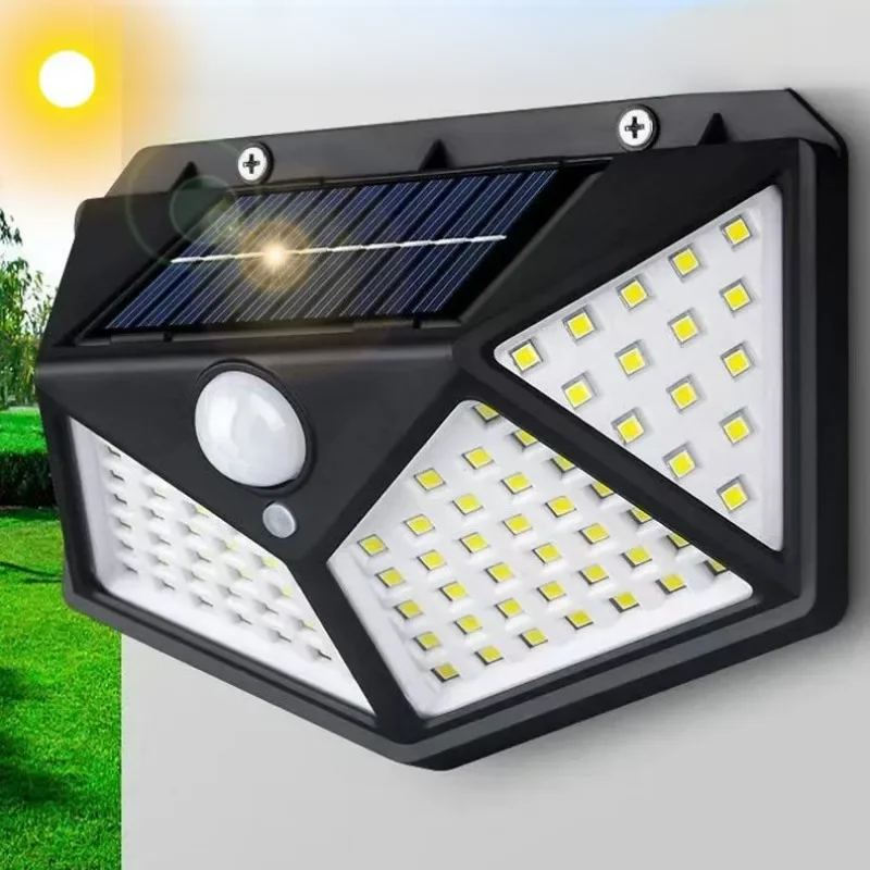 1/2/4/6 pçs 100 luzes de parede led ao ar livre lâmpada solar pir sensor movimento movido a energia