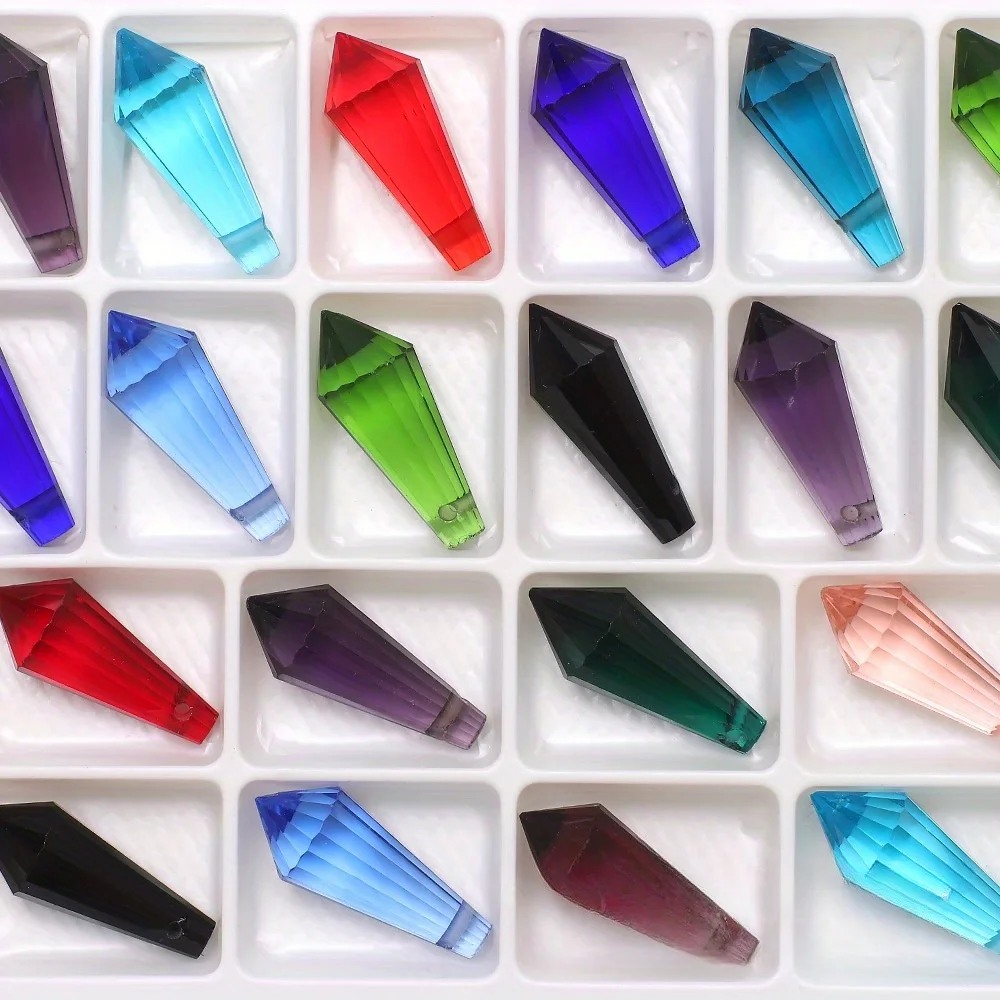 20 قطعة ألوان 20 مللي متر خرز مخروطي كريستالي زجاجي ، خرز قطرة جليدية لصنع المجوهرات بنفسك ، خرز مدبب زجاجي في صينية تخزين #1