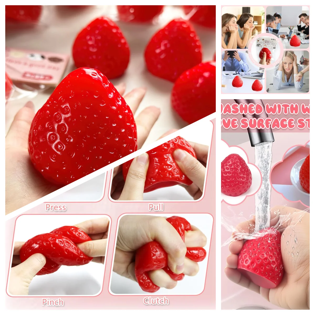 

Милая объемная игрушка-антистресс в виде клубники, сенсорная игрушка для снятия стресса, подарок на день рождения и Рождество