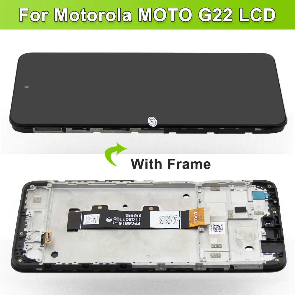 6.5\'\' Screen For Motorola Moto G22 LCD Display Touch Screen Digitizer Assembly Replace For Moto G22 XT2231-2 LCD With Frame