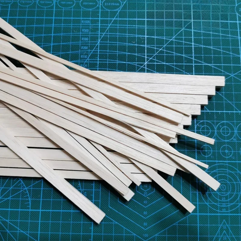 200 mm długość 4 mm grubość szerokość 5/6/7/8/9/10mm listwa drewniana AAA + patyczki z drewna balsa paski do samolotu/model łodzi DIY — zdjęcie 2