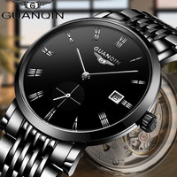 GUANQIN For Mens Watch Business Automatic SS316 Steel Wristwatch Date Mechanical Clock Sapphire Crystal Male Relogio Masculino