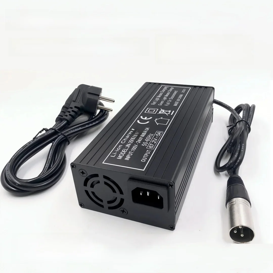 Szybka ładowarka 60V 67.2V/5A do akumulatorów litowych 16S 60V, złącze XLR, wydajne odprowadzanie ciepła z wentylatorem. — zdjęcie produktu 7