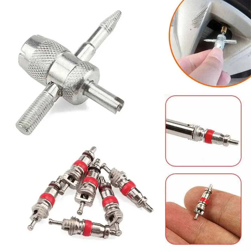 AliExpress Car Bike Motorcycle Copper Valve Core with 4-in-1 Tire Tyre Valve Stem Removal Tool Tire Cleaning