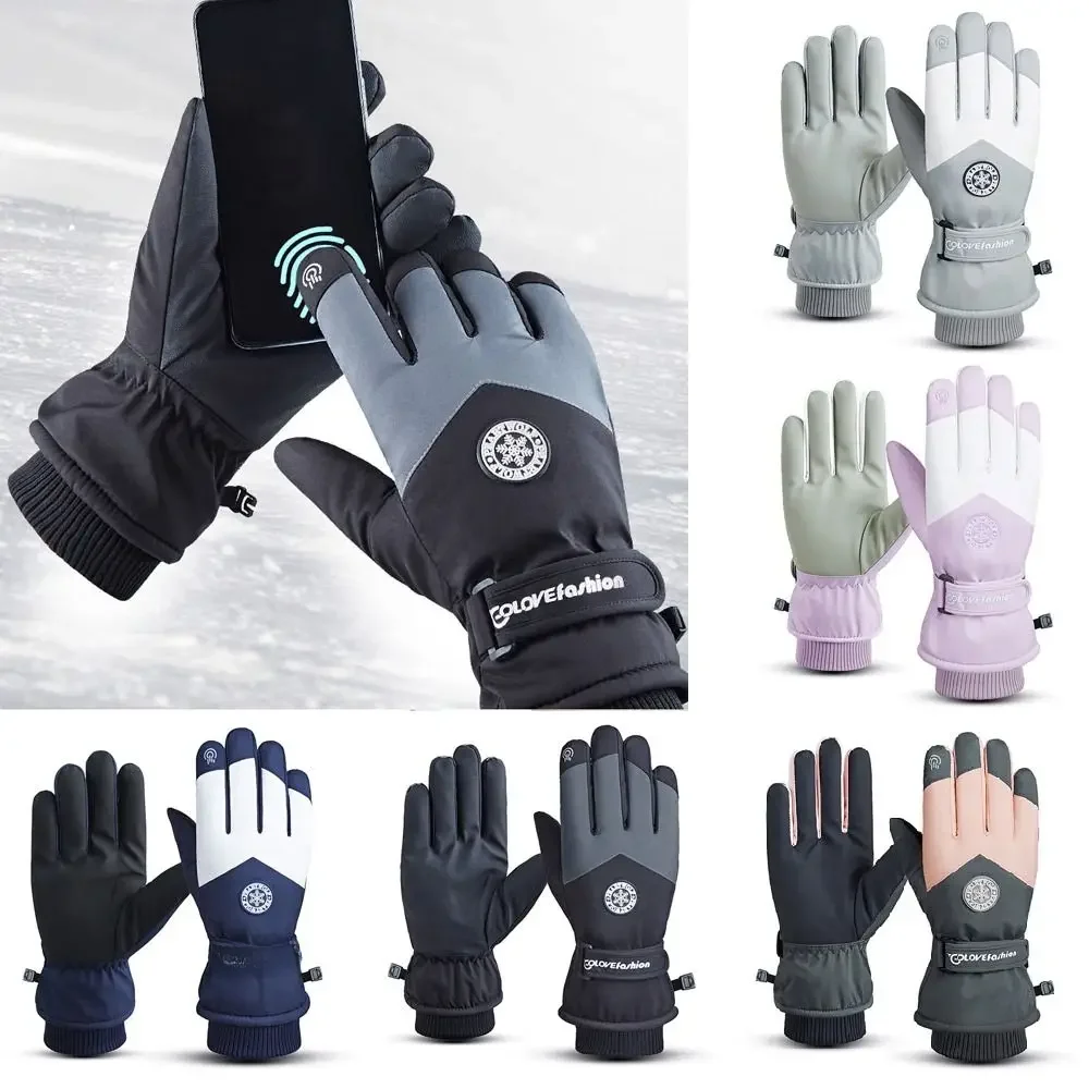 AliExpress Winter Snowboard Ski Gloves PU Leather Non-slip Touch Screen Waterproof Motorcycle Cycling Fleece