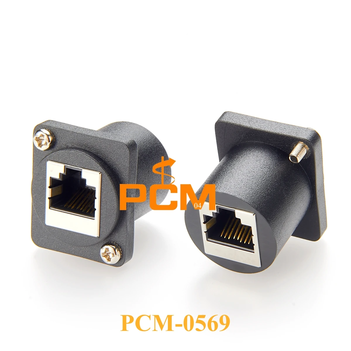 RJ45 8P8C CAT5e CAT6 ethernet feedthrough D series Square shell panel mount connector for chassis