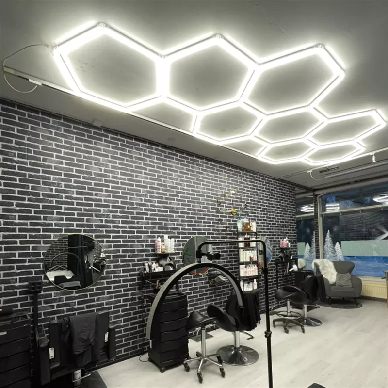 Hexagon Garage Lights with Rectangle Frame High Brightness for Garage, Shop, Basement, Car Detailing Shop etc.