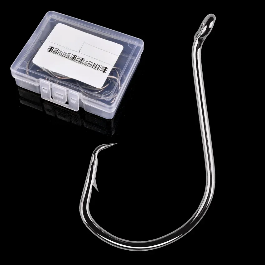 Hameçon de poulpe en acier à haute teneur en carbone avec barbelé, hameçon simple, cercle d'affûtage, leurre souple japonais, carpe, poisson-chat, pêche, boîte de 20 pièces