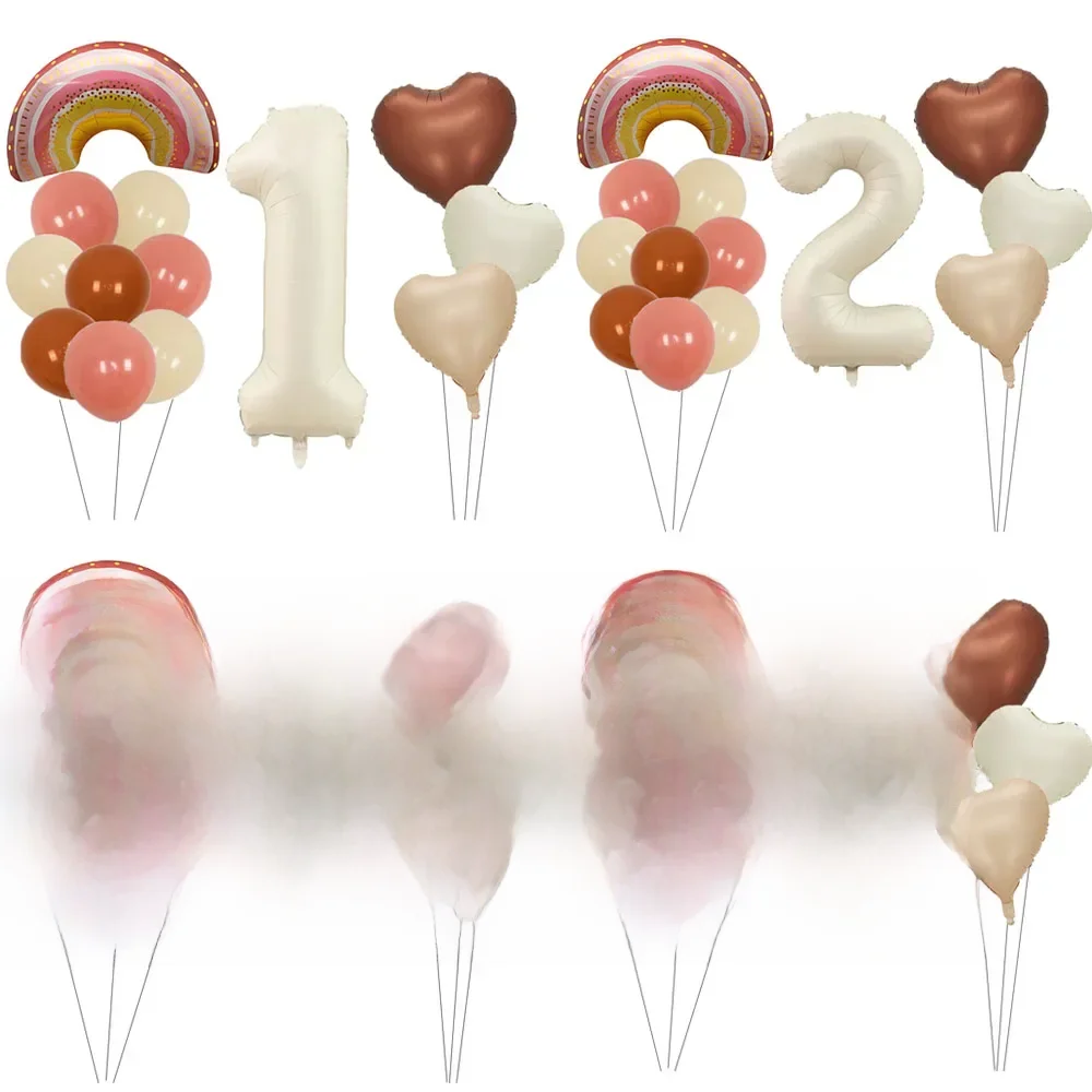 1 ensemble Groovy bohème arc-en-ciel fête d'anniversaire 40 pouces crème numéro feuille ballon rétro Hippie enfants adultes décoration de fête d'anniversaire
