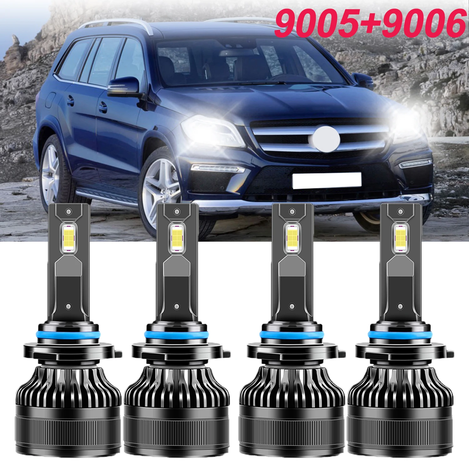 

4 шт. автомобильные фары 9005 9006 супер яркие светодиодные фары лампы белые 6500K универсальные подходят для автомобилей DC12V