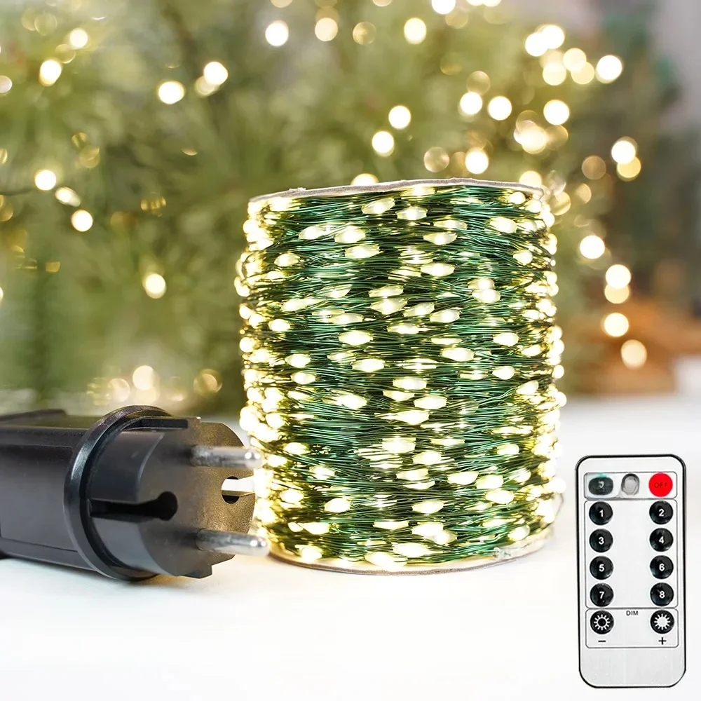200M 2000 LED Wodoodporne Lampki Sznurkowe z Pilotem Girlanda Świetlna Zewnętrzna Lampki Uliczne na Choinkę do Sypialni na Imprezę Ślubną — zdjęcie 2