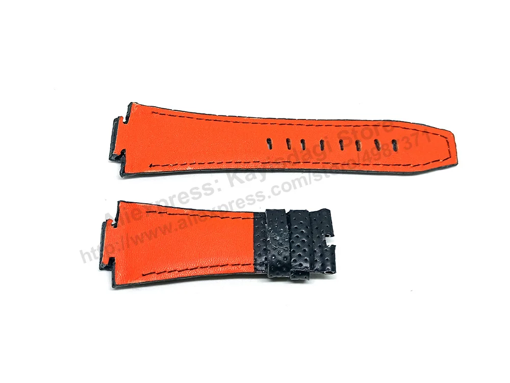 15mm Handmade Black Leather Watch Band Strap fits with Seiko Sportura 7T62-0ED0 - SNA481P1 , SNA453P1 , SNA595P2 , SNA633P1