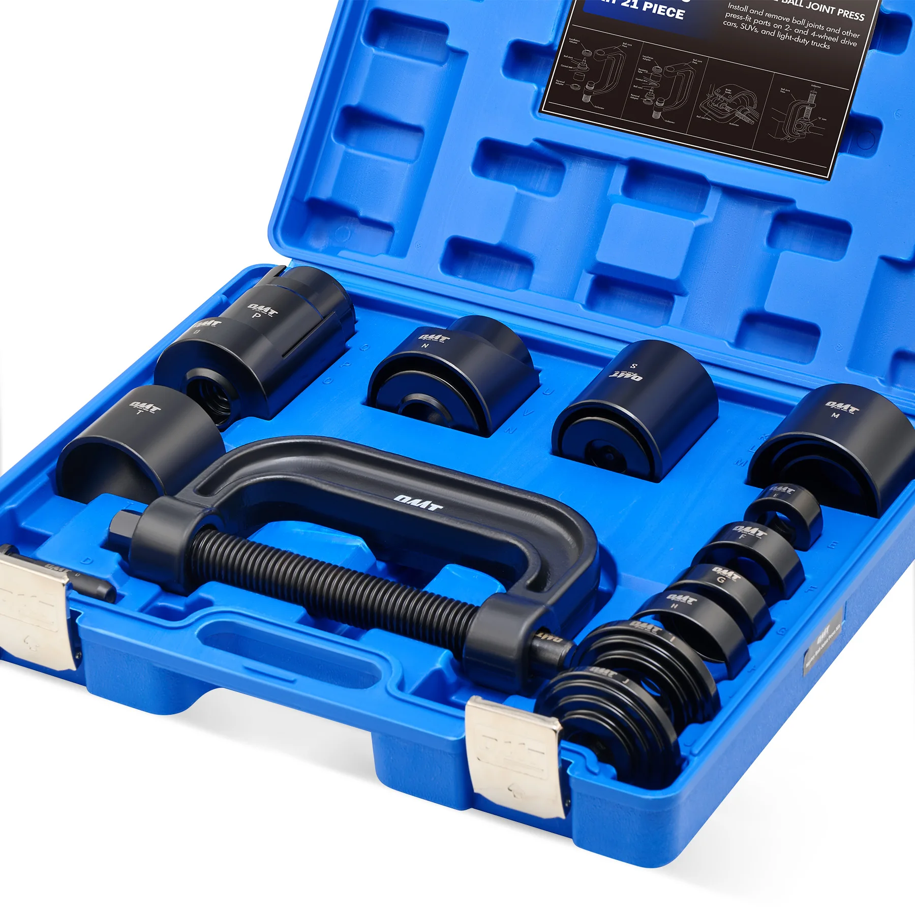 OMT 21 ชิ้น Premium Ball Joint Service Tool & Master Adapter Set w. กระเป๋าหิ้ว สีดํา